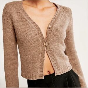 Abercrombie & Fitch Textural Brown Button-up Cardigan Sweater